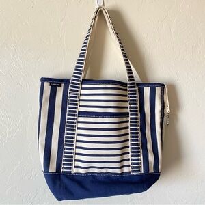 Lands' End Blue and White Striped Tote Bag